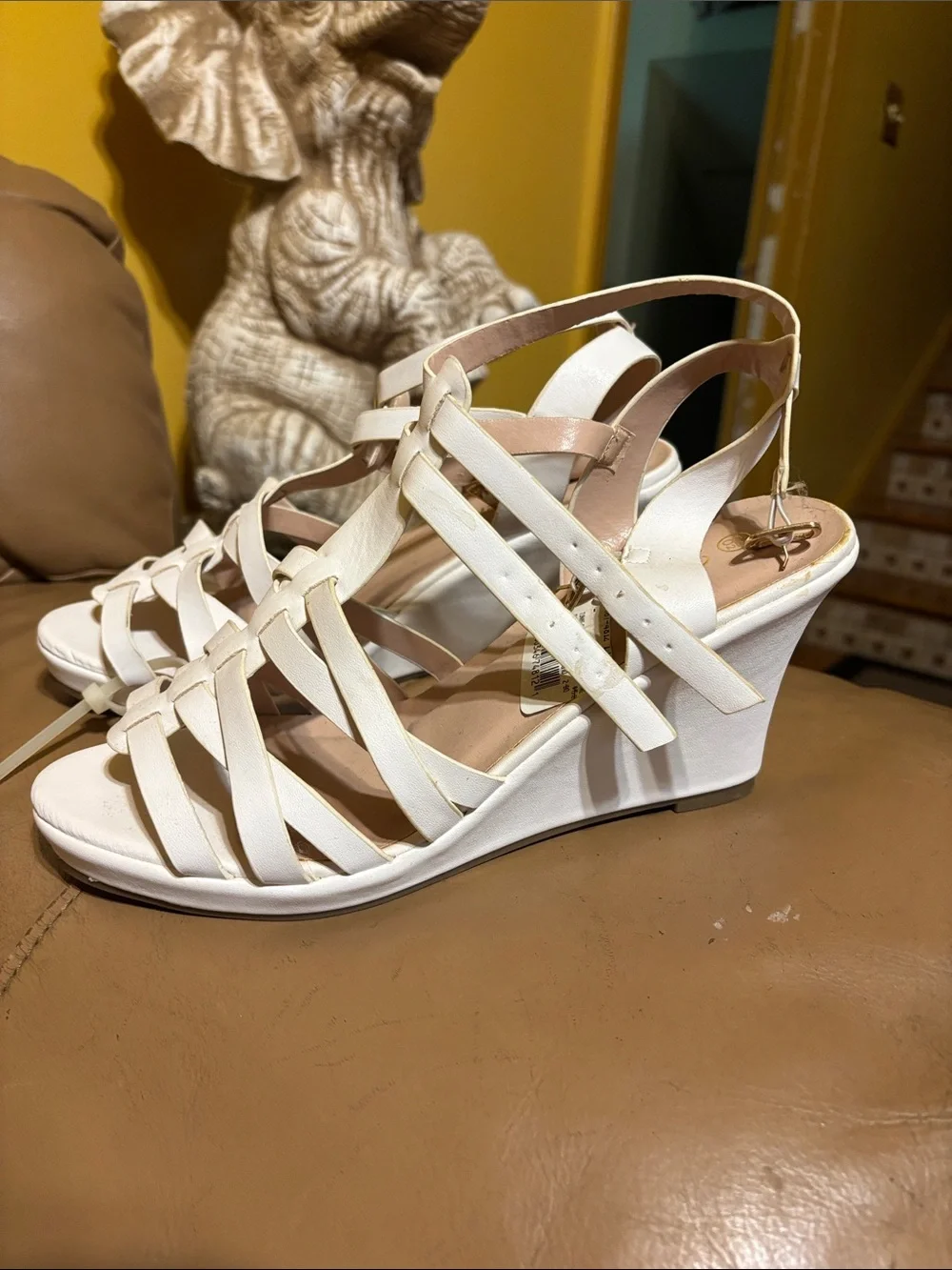 White Wedge Strappy Sandals - Women